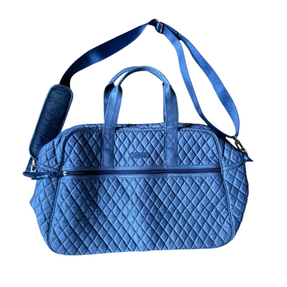 Vera Bradley blue quilted weekender tote